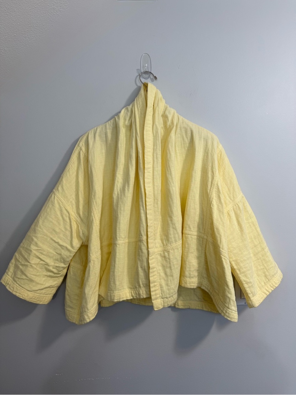 Atelier Delphine Signature Kimono Jacket In Double Layer Gauze Lemon Yellow